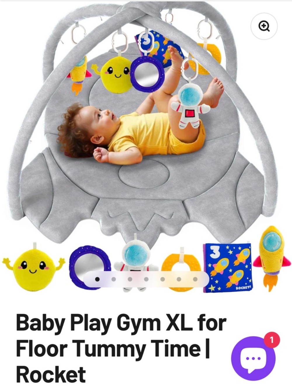 NEW Baby Play Gym XL Floor Tummy Time - Gray with Toys, SPACE Theme
